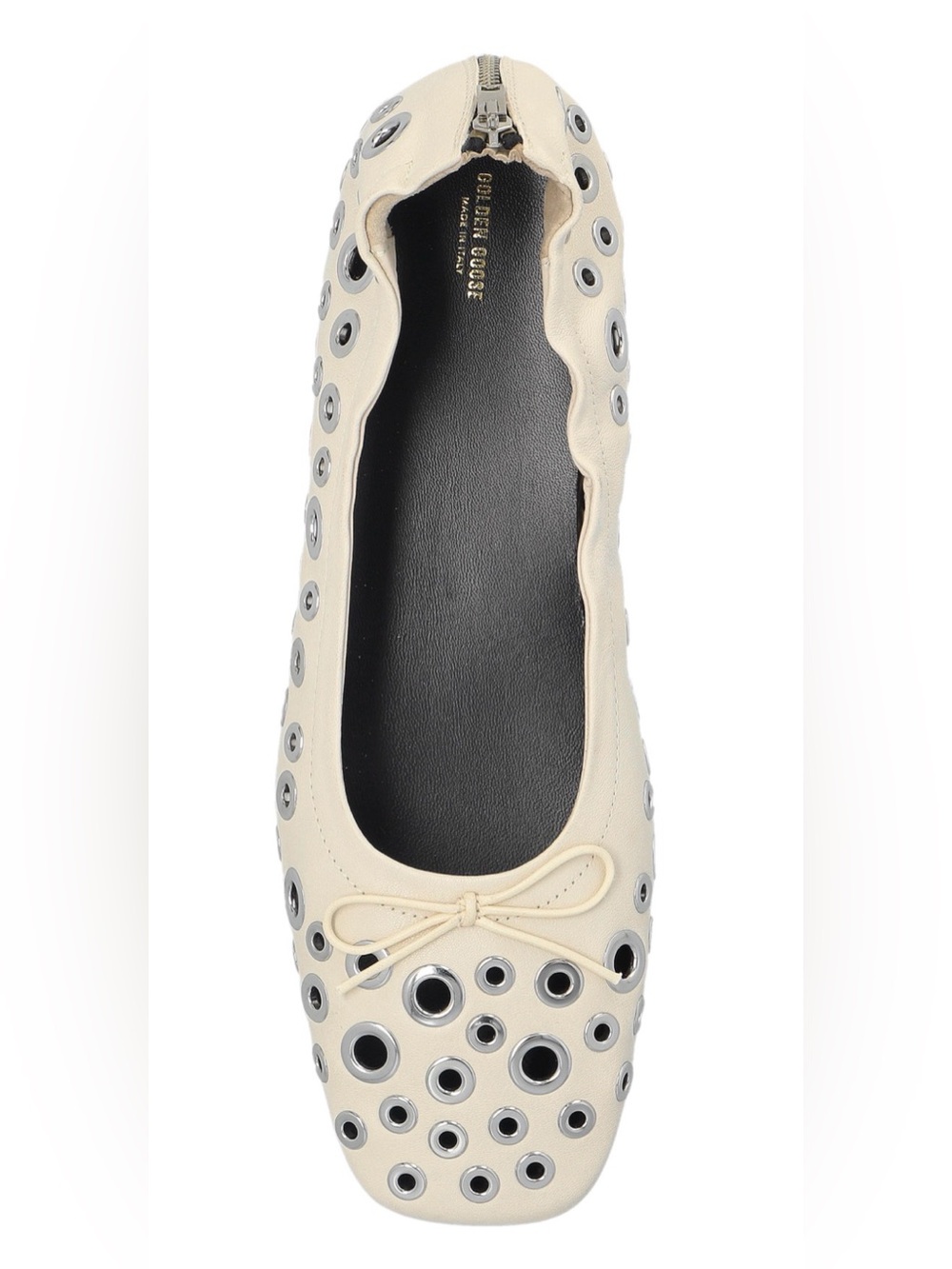 Golden Goose Cream Leather Grommet Ballet Flat